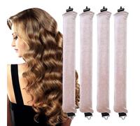 4Pcs Jumbo Flexi Rods for Hair, Soft Heatless Blowout Rods, Overnight Blowout Rods Heatless Curling Rod for Long Hair, Blow Out Rods for All Hairs Types(Beige)
