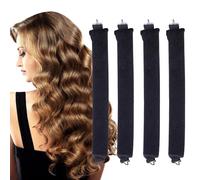 4Pcs Jumbo Flexi Rods for Hair, Soft Heatless Blowout Rods, Overnight Blowout Rods Heatless Curling Rod for Long Hair, Blow Out Rods for All Hairs Types(Black)