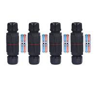 4Pcs Junction Box Connectors Straight Through External Cable Boxes IP68 Rated 450V 32A for Outdoor Street Lights Garden Flood Lights (Two in, two out)