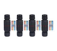 4Pcs Junction Box Connectors, Straight Through External Cable Boxes, IP68 Rated with Nylon PA66 Shell and Brass Plated Terminals, for Outdoor Lights and Waterproo (Three in and three out)
