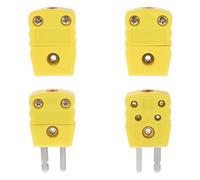4pcs K Type Thermocouple Connector Male Female Plugs ABS 2.7x2x1cm | Yellow Plastic Shell, Two Prongs, Small Centre Holes, Easy Wiring Repair for Meters, Ducts and Laboratory Testing