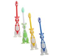 4pcs Kangaroo Toothbrush with Soft Bristles and Ergonomic Handle | PP Manual Brush, Portable Nonslip Grip, Assorted Colours for Ages 2 to 6 in Early Learning Settings