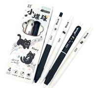4Pcs Kawaii Cat Pattern Gel Pens 0.5mm Quick-Dry Black Ink-Smooth Writing Retractable Pens School Stationery for Drawing Writing Planner
