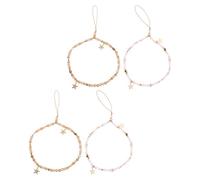 4pcs Kawaii Star Beaded Phone Charm Strap for Wrist and Bag Carrying | Polymer Clay and Alloy, Short Wristlet Style, Universal Use, Office Work and Occasion