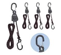 4PCS Kayak Rope Ratchet Tie Down Straps 1/8" ×6' Bow and Stern Tie Down Kayak with Safety S Hooks Heavy Duty Ratchet Rope Kayak and Canoe Accessories Black