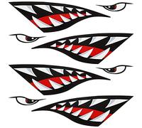 4PCS Kayak Stickers Waterproof Kayak Stickers Shark Mouth Kayak Canoe Fishing Reflective Decals Car Cute Sticker