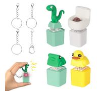 4PCS Keyboard Fidget Toy Set - Quacking Keyboard Fidget Toy with Unique Sound & Colorful Lights, Quacking Duck Fidget Toy, Lizard Button Keychain Sound, Frog Croaking Toys, Toilet with Flushing Sound