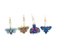 4pcs Keychain Kits Chimes Bag Charm Full Drill Keychain Keychains for Crystals Decor Wallet Key Chain Tote Wallet Keychain Mobile Charm Colorful Resin