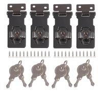 4pcs Keyed Hasp Lock with 90 Degree Rotate for Cabinet Doors | Black Zinc Alloy and Iron Finish, Wear and Rust Resistance, Easy Installation, for Wardrobe and Kitchen Furniture