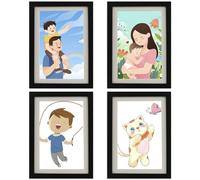 4Pcs Kids Art Frames,Front Opening A4 Kid Artwork Display Frame with Stand Wooden Artwork Display Picture Frame Horizontal and Vertical for 100 Pictures Ideal for Kid Art Project (4pcs black)