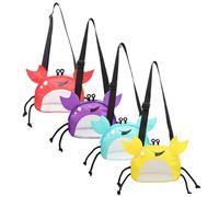 4Pcs Kids Beach Bag, Crab Shaped Mesh Seashell Bag with Zipper Personalized Seashell Collecting Pouch for Boys and Girls Shells Beach Bags for Kids