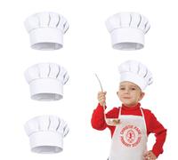 4PCS Kids Chef Hat - Round-top, Elastic, Adjustable Breathable Catering Hats for Kitchen, Restaurants & Parties