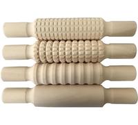 4pcs Kids Children Craft Baking Creation Station Textured Wooden Wood Rolling Pins 21cm