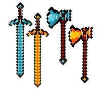 4Pcs Kids Inflatable Swords, Pixel Inflatable Sword, Pixel Diamond Pirate Party Favors, Inflatable Long Sword for Halloween Carnival Cosplay Birthday Summer Swimming Pool Beach Props Supplies