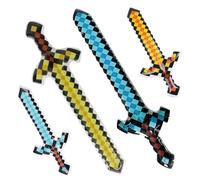 4Pcs Kids Inflatable Swords - Pixel Weapon Balloons Toy Pixel Diamond Pirate Party Favors for Halloween Party Carnival Cosplay Birthday Beach Props Supplies
