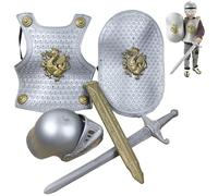 4PCS Kids Medieval Knight Armor Set, Helmet Shield Sword Halloween Costume
