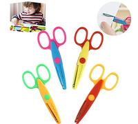 4PCS Kids Safety Scissors, 13.5cm Serrated Craft Scissors, Rounded Tip, Toddler Art Supplies for Paper Cutting, Scrapbooking & School DIY Projects