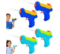 4Pcs Kids Water Gun Set Next Gen Shooter Water Blasters Blue & Sky Blue 15cm Manual Trigger 200ml Tank 6M Range Easy Fill Outdoor Summer Toys for Garden Beach Pool Water Battles