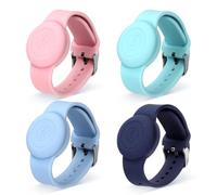 4pcs Kids Wristband for Airtag, Waterproof Soft Silicone Bracelet Compatible with Apple Air Tag Adjustable Watch Band Kids for GPS Tracking Tagging (4 Colors)