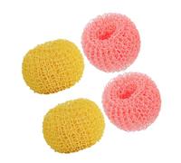 4pcs Kitchen Mesh Scrubber Pad for Pots and Pans, Non Scratch | Fiberglass Ball Core, Dense Mesh Build, Compact round Shape, for Sink Corners, Grills and Hand Wash Use