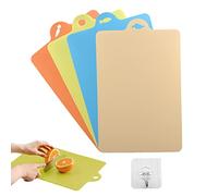 4pcs Kitchen Plastic Cutting Board Mats Set-With 1 Hook,Extra Thin Flexible Cutting Boards For Kitchen,Color Coded Non Slip Cutting Sheets Set,Chopping Boards,Dishwasher Safe(Blue+Green+Beige+Orange)