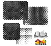 4Pcs Kitchen Sink Mat ,15.75"x11.8" and 11"x11" Cuttable PVC Draining Protector Mat for Stainless Steel Ceramic Sink Quick Drainage Protect from Scratch