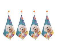4PCS Kitchen Towels Super Absorbent Bichon Frise Dog Dish Towels for Kitchen Soft Small Hand Towel with Hanging Loop Decor Tea Towel Quick Drying Microfiber Cleaning Cloth Dish Rags Cloths Dishcloths