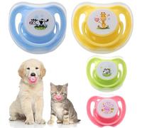 4Pcs Kitten Pacifier, Cute Safe Silicone Puppy Pacifier with Dust Cover, Soothing Companions Dog Chew Toys, Essential Teething Pet Supplies