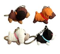 4pcs Knitted Puppy Keychain Cartoon Dog Pendant Key Ring Car Key Holder Bag Purse Backpack Hanging Charm Decor Party Favour for Children Friend