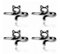 4pcs Knitting Crochet Loop Ring for Fingers Metal Open Yarn Guide Crochet Rings Adjustable Braided Faster Knitting Thimbles Holders for Crochet Mother Grandma Gifts (4Black)
