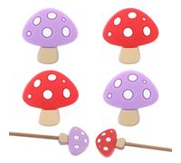 4Pcs Knitting Needle Stoppers, Mushroom Knitting Needle Point Protectors Cute Silicone Knit Needles Cap Needles Tip Hugger Sewing Gadgets Knit Accessories for Beginners Craft DIY Quilting Art