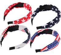 4Pcs Knotted Wide Fabric Headbands, Handmade Durable Material, Lightweight Comfortable Design, Adjustable Size, Non-Slip Grip, Photography Props, Formal Event, Social Gathering, Daily Wear Accessory