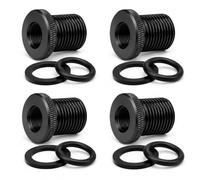 4Pcs Knurled 1/2x28 to 3/4x16 Thread Protector with Washers, Steel | Automotive Oil Filter Protector ,Metal, Rubber, Black, Cylindrical Design, Vehicle Repair Converters