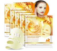 4PCS Kojic Acid Turmeric Brightening Gel Mask, Collagen Face Mask Overnight, Glass Skin Collagen Mask, Tumeric Co llagen Jelly Mask, Korean Sheet Mas k for Hydrating, Firming & Radiance