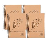 4Pcs Kraft Paper Sketchbook Twin Wire Kraft Sketch Book Hand-Painted Thick Art Drawing Coil Notebook for Travelers Journal