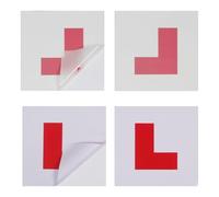 4Pcs L Plates for Car, 2 Self Adhesive + 2 Electrostatic Learner Plates, UK Road Legal L Sticker for Car Window, No Fading No Blow Off Easy to Move without Scratching, 17.8x17.8cm