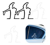 4Pcs La Linea Angry Man Reflective Car Scratch Stickers 8x8cm Black White | Funny Personalised Creative Vinyl Decals, Ideal for Covering Car Paint Scratches, Durable Adhesive, Easy to Paste