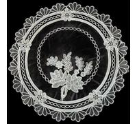 4pcs Lace Embroidered Placemats 28cm Round Transparent(White) | Eucalyptus leaf pattern, transparent design, protects table for surface, fits fine dining, machine washable