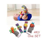4Pcs Lamaze Baby Infant Foot Socks Rattles Wrist Rattles Multicolor