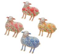 4pcs Lamb Brooch Pin with Floral Rhinestone Rose Design for Women | Zinc Alloy and Rhinestone Finish, Lightweight Secure Settings, for Dresses and Bags, Year of Sheep