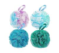 4Pcs Large 75g Shower Puff，Soft Mesh Pouf，Shower Loofah for Adults Men Women Bath Body Exfoliating - Loofah Set of 4 Flower Color