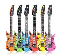 4Pcs Large 90cm Inflatable Guitar Toy for Kids - Blow Up Guitars Rock Star Musical Props Assorted Colors, Reusable for Birhday,Karaoke Hen Party