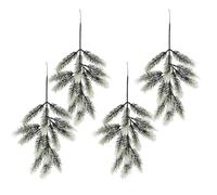 4Pcs Large Artificial Pine Branches (16.54"/42cm),Christmas Greenery Stems with Frosty,Faux Pine Needle Branches,Snowy Frosted Pines Picks for DIY Wreaths,Tree Embellishing & Holiday Decorations