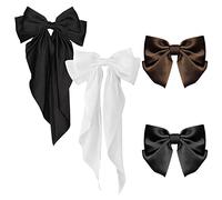 4pcs Large Bow Hair Clips, Long and Short Bow Top Clips, Long Tail Ribbon French Tiara, Ponytail Barrettes, Elegant Hair Accessories for Women, Party Dress Accessories