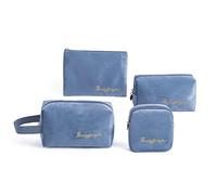 4pcs Large Capacity Travel Toiletry Cosmetic Bag Solid Color Storage Makeup Bags Warm Winter for Women