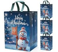 4Pcs Large Christmas Gifts Bags,DXTXTJ 18 * 31 * 41cm Christmas Tote Bags with Handles,Blue Christmas Bags Snowman for Presents Christmas