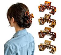 4PCS Large Claw Clips for Thick Hair, 4 Pack Hat-Friendly Hair Clips for Baseball Caps, Hold Styling Accessories for Fine Hair, Multipurpose Hair Grip Set with Square Notched Design