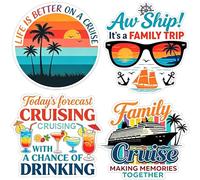 4PCS Large Cruise Door Decorations Magnetic - Retro Family Cruise Ship Door Magnets for Carnival Celebrations, Nautical Sea Navigation Essentials for Stateroom Cabin, Refrigerator & Metal Surfaces
