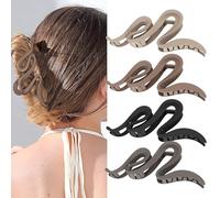 4Pcs Large Curved Hair Clips for Women Thick Hair, Durable Strong Hold, Beautiful Design Wave Hair Claw Clips for Everyday Wear for Women Girls