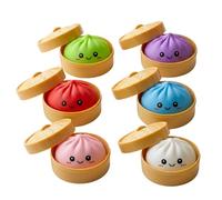 4Pcs Large Dumpling Squishy Toy with Steamer Box, TPR Squishes Squeeze Viral Mystery Dumpling Bao Bun Fidget Toy, Soft Dough Toys for Kids, Adults, Novelty Birthday Gift, Collectible